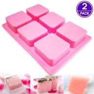 non-stick silicone soap molds, pack of 2 - 6-cavity soap mold for creating 2.35 inch square handmade soaps logo