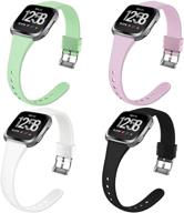 coperr 4 pack silicone bands для серии fitbit versa - тонкие, мягкие и стильные браслеты для женщин и мужчин. логотип