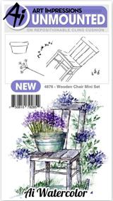 img 1 attached to 🪑 Charming Mini Wooden Chair Cling Rubber Stamp by Art Impressions - Delightful Watercolor Design!