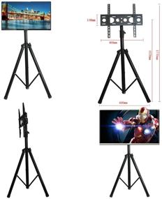 img 3 attached to 📺 Premium Height Adjustable Black Tripod TV Display Stand: Fits 32" to 55" Flat Screens - Portable and Sturdy