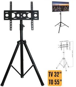 img 2 attached to 📺 Premium Height Adjustable Black Tripod TV Display Stand: Fits 32" to 55" Flat Screens - Portable and Sturdy