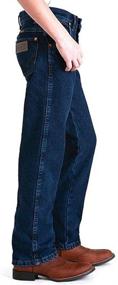 img 1 attached to Authentic Wrangler Cowboy Relaxed Indigo Slim Boys' Jeans: Comfortable and Stylish Clothing for Boys