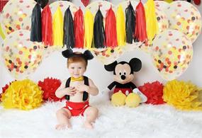 img 3 attached to Optimized Search: Mickey Mouse Birthday Decorations, Party Supplies in Yellow, Black, and Red - Includes Confetti Balloons, Fire Truck Birthday Banner, Minnie Mouse Party Decorations, and Mickey Garland Banner