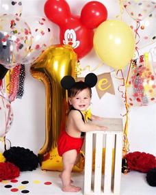 img 1 attached to Optimized Search: Mickey Mouse Birthday Decorations, Party Supplies in Yellow, Black, and Red - Includes Confetti Balloons, Fire Truck Birthday Banner, Minnie Mouse Party Decorations, and Mickey Garland Banner