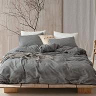 ecocott king size dark grey duvet cover set - 100% washed cotton with white stripes pattern - simple and stylish bedding set logo