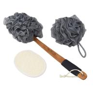 nicer concepts exfoliating loofah back scrubber set - includes loofah stick, extra large sponge, and face scrubber - ideal for men and women's shower and bath, back and body care logo