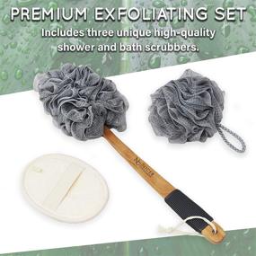img 3 attached to Nicer Concepts Exfoliating Loofah Back Scrubber Set - Includes Loofah Stick, Extra Large Sponge, and Face Scrubber - Ideal for Men and Women's Shower and Bath, Back and Body Care
