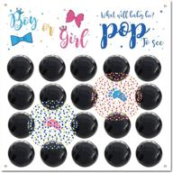 🎉 gender reveal party supplies kit - baby gender prediction balloons game for girl or boy, confetti with pink, blue, and black - he or she party, what will it bee gender reveal party supplies logo