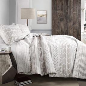 img 1 attached to Luxurious Lush Decor Hygge Geo Quilt Set - King 🛌 Size, Taupe & White: A Perfect Blend of Comfort and Style