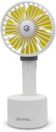 🌬️ gpel mini handheld fan: compact usb desk fan with oscillation, 5-speed settings, and rechargeable battery for travel, office, and home - white logo