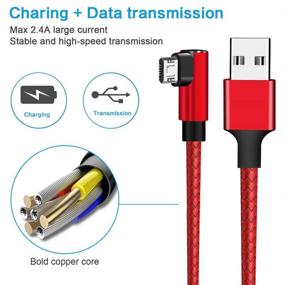 img 2 attached to [3 пакета] Зарядное устройство Galaxy S7 Edge YWXTW с микро-USB-кабелем 6 футов [совместимо с чехлами] 90-градусный прочный нейлоновый оплетенный быстрозарядный кабель для Galaxy S6 S7 Edge J7 J3 Note 5