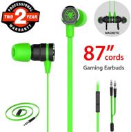 🎧 gaming earbuds: noise isolating stereo bass in ear headphones with microphone - green logo