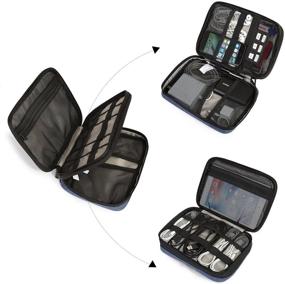 img 1 attached to BAGSMART Double-Layer Electronic Organizer: Travel Cable Case for Cables, iPhone, Kindle, USB - Blue