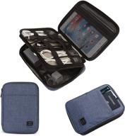 bagsmart double-layer electronic organizer: travel cable case for cables, iphone, kindle, usb - blue logo