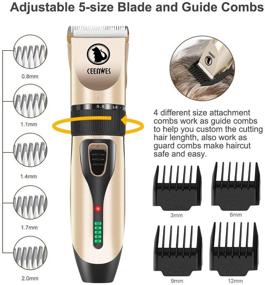 img 2 attached to Ceenwes Professional Cordless Pet Grooming Clippers - Detachable Blade with 4 Comb Guides | Ideal for Dogs, Cats, and Other House Pets | Complete Pet Grooming Kit