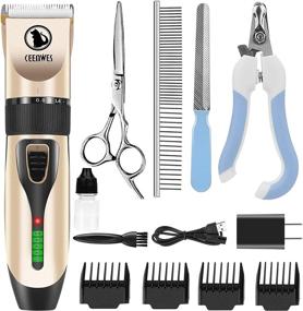 img 4 attached to Ceenwes Professional Cordless Pet Grooming Clippers - Detachable Blade with 4 Comb Guides | Ideal for Dogs, Cats, and Other House Pets | Complete Pet Grooming Kit