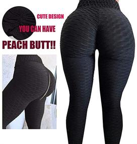 img 3 attached to 🩲 AGROSTE Women's High-Waist Yoga Pants with Tummy Control for Workout, Ruched Butt-Lifting Stretchy Leggings in Textured Booty Tights