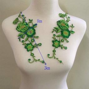 img 2 attached to Green Iron-on Embroidered Applique Patch with Big Flower Design, Lace Fabric Ribbon Trim for Neckline Collar