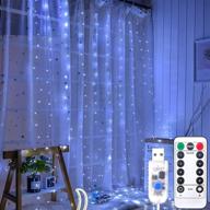 white curtain string light with remote control, 300 led 9.8x9.8 ft, 8 modes, 4 brightness levels, usb powered fairy copper wire lights for bedroom wedding party home indoor logo