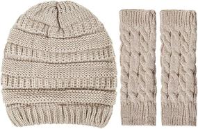 img 1 attached to Loritta Women's Winter Beanie Hat and Fingerless Gloves Set - Chunky, Soft Cable Knit for Warmth and Style - Perfect Gift