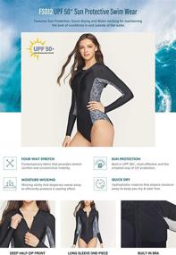 img 2 attached to 👙 Stay Stylish and Protected with TSLA Women's UPF 50+ One Piece Long Sleeve Swimsuit