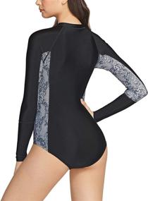 img 3 attached to 👙 Stay Stylish and Protected with TSLA Women's UPF 50+ One Piece Long Sleeve Swimsuit