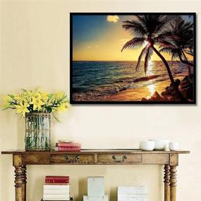 img 3 attached to 🎨 Fipart 5D DIY Diamond Painting Cross Stitch Craft Kit Wall Stickers for Living Room Decoration - Sandy Beach (12X18inch/30X45CM)