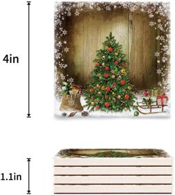 img 3 attached to Water-Absorbent Ceramic Coasters for Drinks 4&quot; Square - Quick-Drying Holiday Coaster Set with Christmas Tree, Vintage Style Cup Mats (4 Piece)