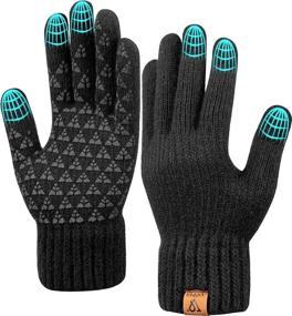 img 4 attached to Зимние перчатки с сенсорными пальцами и противоскользящим покрытием.