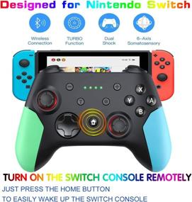img 3 attached to 🎮 Wireless Switch Pro Controller: Rechargeable Gamepad with Turbo Function, Dual Vibration, Gyro 6-Axis, and Motion Support - One-Key Wake Up