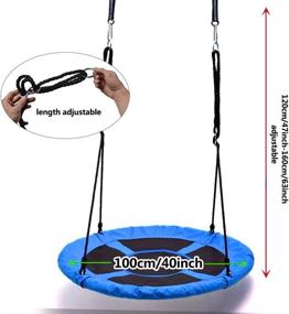 img 3 attached to 🌳 Large Size 100cm/40 Disc Giant Nest Web Rope Hanging Tree Swing Seat Set – Heavy Duty, Easy to Set Up for Kids, Children, and Adults. Perfect for Outdoor Backyard Garden Activities.