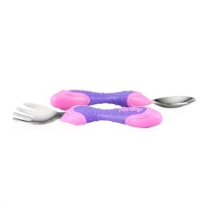 img 3 attached to 🍴 Nuby 5-Piece Stainless Utensil Set in Elegant Purple: Stylish and Durable Kitchen Tools