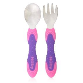 img 4 attached to 🍴 Nuby 5-Piece Stainless Utensil Set in Elegant Purple: Stylish and Durable Kitchen Tools
