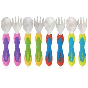 img 1 attached to 🍴 Nuby 5-Piece Stainless Utensil Set in Elegant Purple: Stylish and Durable Kitchen Tools