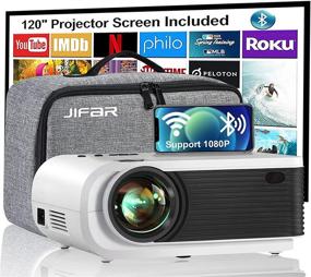 img 4 attached to 📽️ 5G WiFi Bluetooth Projector Bundle, JIFAR 230" Portable Movie Projector with Projector Screen, Home Theater Video Projector Compatible with HDMI, VGA, USB, Laptop, iOS & Android Smartphones
