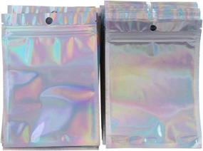 img 4 attached to EORTA 100 Pieces Self-Seal Aluminum Foil Pouch Plastic Packaging Bags with Hanging Hole - Resealable Storage Container for Food Snacks, Cosmetics, and Party Favors, Small-12x7.5 cm