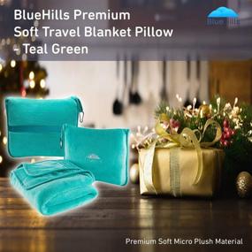 img 3 attached to BlueHills Premium Soft Travel Blanket Pillow: Compact Teal Green T006 Blanket for Airplane Travel with Handy Accessories