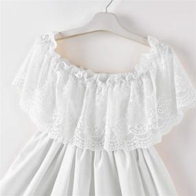 img 1 attached to Платье макси-принцессы для маленькой девочки на свадьбе - бохо платье с открытыми плечами и кружевными оборками на праздники