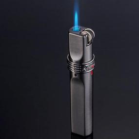 img 3 attached to Премиум устройство для зажигания сигар "Windproof Torch" с блокировкой пламени - заправляемый газом, черный никельный дизайн.