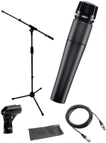 img 1 attached to 🎙️ Полный набор: микрофон Shure SM57-LC кардиоидный динамический для инструментов/вокала с микрофонным стендом, XLR-кабелем, клипсой и сумкой.