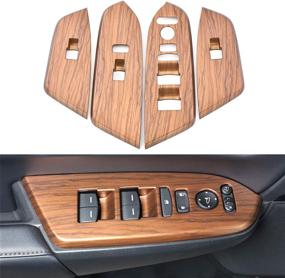 img 4 attached to 🍑 Peach Wood Grain Interior Window Switch Panel Cover Set for Honda CRV CR-V 2017-2020 (4pcs, Excludes Rear Seat Heating Buttons)