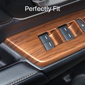 img 2 attached to 🍑 Peach Wood Grain Interior Window Switch Panel Cover Set for Honda CRV CR-V 2017-2020 (4pcs, Excludes Rear Seat Heating Buttons)