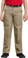 dickies boys' flex waist flat front pant: comfortable and stylish bottoms for active kids! logo