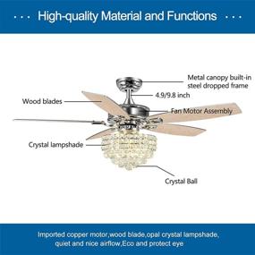 img 1 attached to 🌟 Enhance Your Space with the Palarlight Modern 52 inch Crystal Ceiling Fan - Remote Control, Quiet, Energy-saving, Electric Fan/Decoration