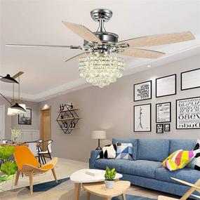 img 4 attached to 🌟 Enhance Your Space with the Palarlight Modern 52 inch Crystal Ceiling Fan - Remote Control, Quiet, Energy-saving, Electric Fan/Decoration