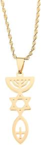 img 4 attached to Messianic Necklace Jewelry Chanukkiyah Gold