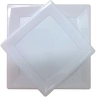 🍽️ 32 pc. white square disposable plastic dinner plates set - elegant & durable wedding party plates - includes 16 10 inch & 16 8 inch heavyweight plates logo