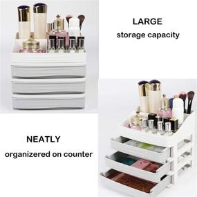 img 1 attached to 👝 JULY'S SONG Makeup Organizer with Drawers - Convenient Storage Solution for Cosmetics and Lipsticks (Grey, S-3)