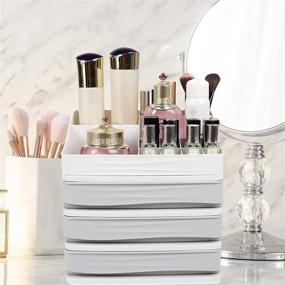 img 2 attached to 👝 JULY'S SONG Makeup Organizer with Drawers - Convenient Storage Solution for Cosmetics and Lipsticks (Grey, S-3)