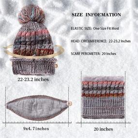 img 1 attached to 🧣 Fleece-Lined Knitted Winter Hat, Scarf, and Mask Set for Women with Pompom - 3-in-1 Warm Beanies Hats Scarfs